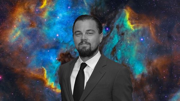 Leonardo DiCaprio with decorative starry background