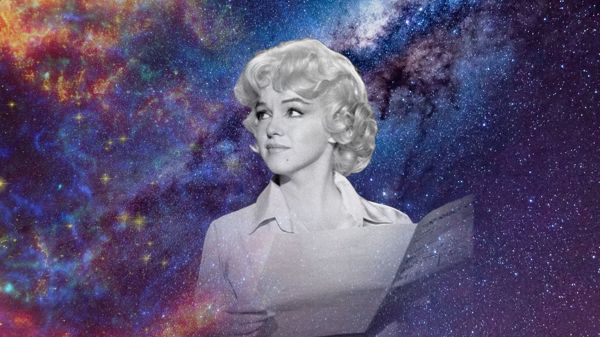 Marilyn Monroe with decorative starry background