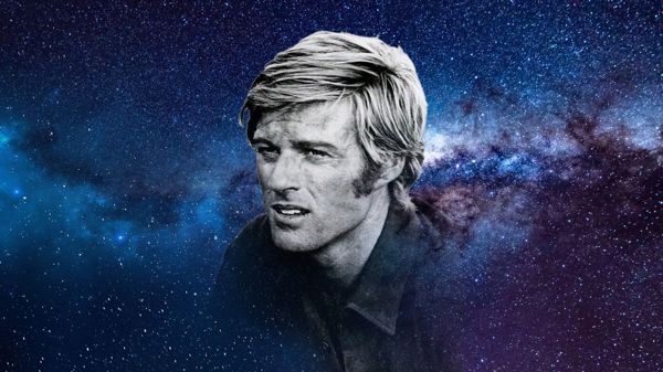 Robert Redford with decorative starry background