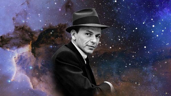 Frank Sinatra with decorative starry background