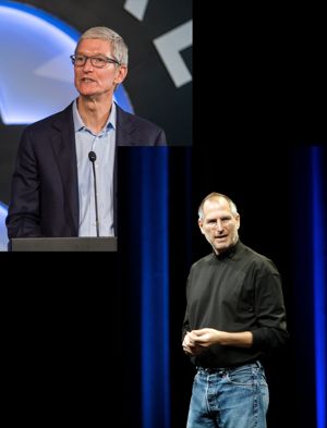 Steve Jobs and Tim Cook