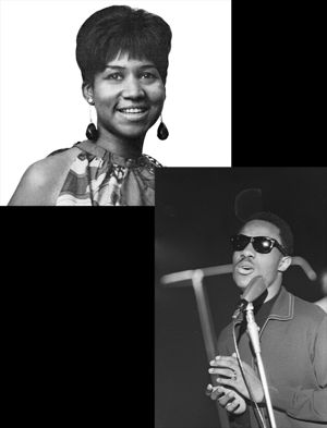 Aretha Franklin and Stevie Wonder