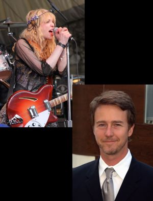 Courtney Love and Edward Norton