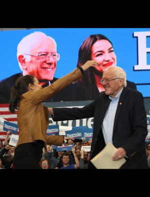 Alexandria Ocasio-Cortez and Bernie Sanders